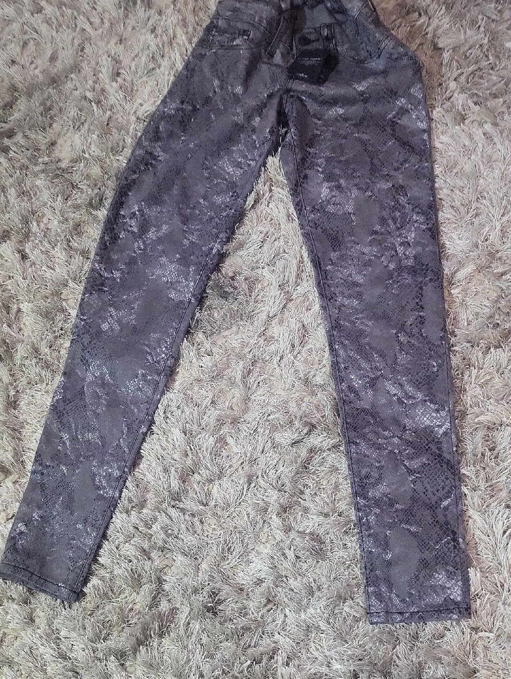 Women's Grey Snake-Print Skinny Jeans